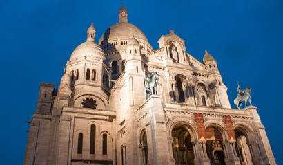 The basilica Sacre Coeur at night, Paris, France.