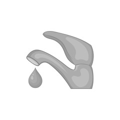 Dripping faucet icon in black monochrome style on a white background vector illustration