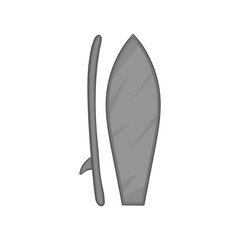 Surfboard icon in black monochrome style on a white background vector illustration