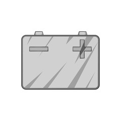 Machine battery icon in black monochrome style isolated on white background. Electric power symbol vector illustration