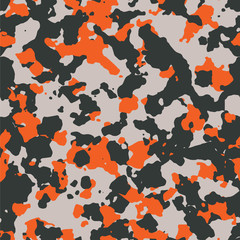 Seamless black gray and orange modern fashion camouflage pattern vector - obrazy, fototapety, plakaty