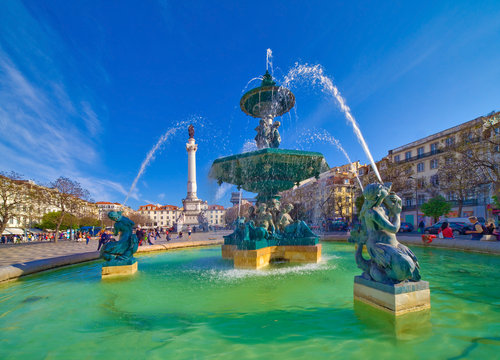 Lisbonne, place de Rossio, place Don Pedro IV, Portugal 