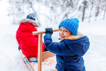 Kids outdoors on winter