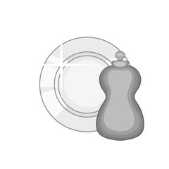Obraz premium Bottle for dishwashing icon in black monochrome style isolated on white background. Cleaning symbol vector illustration