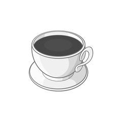 Coffee cup icon in black monochrome style isolated on white background. Drinks symbol vector illustration