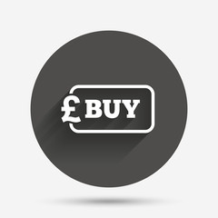 Buy sign icon. Online buying Pound button.