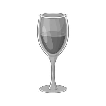 Glass of wine icon in black monochrome style isolated on white background. Drink symbol vector illustration