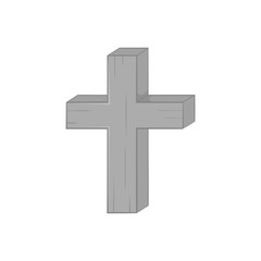 Cross icon in black monochrome style isolated on white background. Religion symbol vector illustration