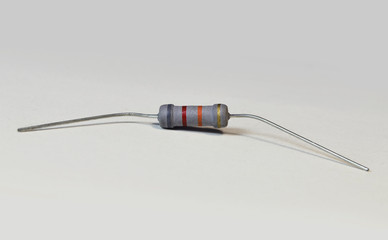 electronic radiocomponents detail - small resistor isolated on white backgroung with clipping path