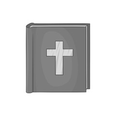 Obraz premium Bible icon in black monochrome style isolated on white background. Religion symbol vector illustration