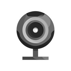 Webcam icon in black monochrome style isolated on white background. Video symbol vector illustration