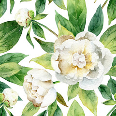 Seamless floral pattern with peonies - 121066395