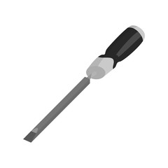 Minus screwdriver icon in black monochrome style isolated on white background. Tool symbol vector illustration