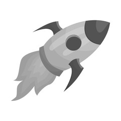 Fototapeta premium Flying rocket icon in black monochrome style isolated on white background. Fly symbol vector illustration