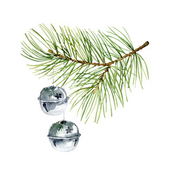 New Year composition of pine branches and balls - 121066561