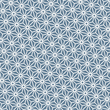 Seamless light blue diagonal japanese asanoha pattern vector