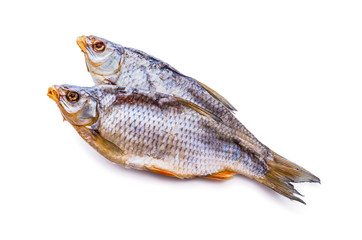 Couple of Salted Vobla Fishes Isolated on White