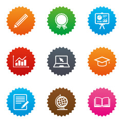 Education and study icon. Presentation signs.