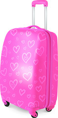 Pink vector traveller's suitcase