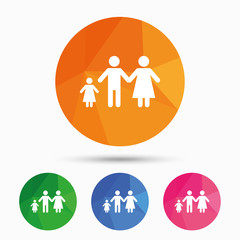 Complete family with one child sign icon.