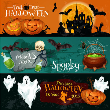 Traditional Halloween invitation banners with text