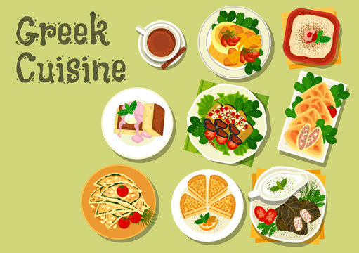 Greek cuisine lunch dishes for menu design