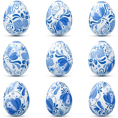 Easter eggs icon set in traditional russian style