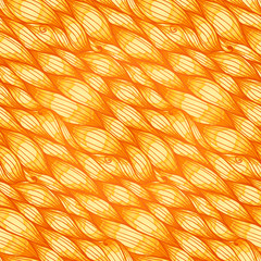 Orange abstract wavy hair seamless pattern