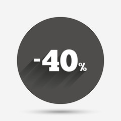 40 percent discount sign icon. Sale symbol.