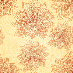 Henna colors ethnic style vector seamless pattern