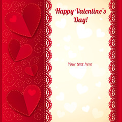 Vector Valentine's day ornate greeting card with hearts