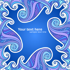 Artistic hand-drawing blue and violet waves background