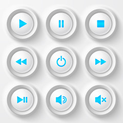 Blue shining plastic vector navigation buttons set