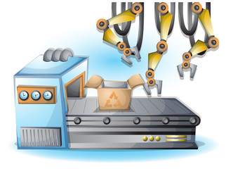 cartoon vector illustration interior factory room with separated layers in 2d graphic