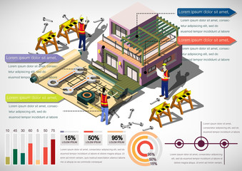 illustration of info graphic house structure concept in isometric graphic