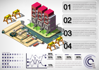 illustration of info graphic house structure concept in isometric graphic