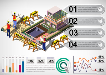 Obraz premium illustration of info graphic house structure concept in isometric graphic
