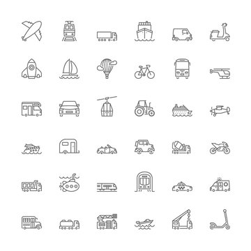 Line icons. Transport