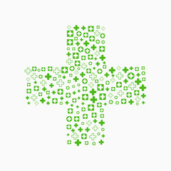 Medical symbol, green cross collage, vector illustration design