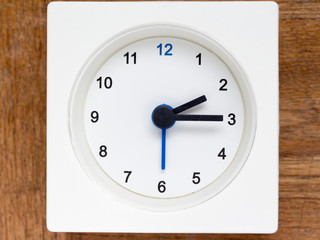 Series of the sequence of time on the simple white analog clock