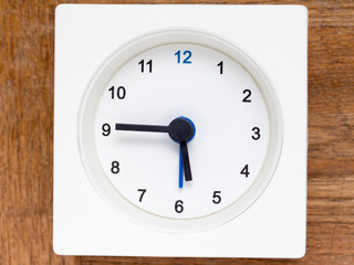 Series of the sequence of time on the simple white analog clock