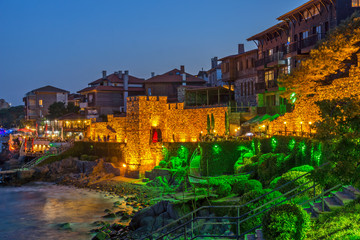 Amazing Night photo of reconstructed gate part of Sozopol ancient fortifications, Bulgaria