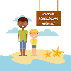 enjoy the vacations holidays vector illustration design