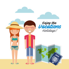 enjoy the vacations holidays vector illustration design
