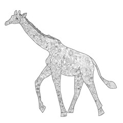 A giraffe coloring book for adults vector