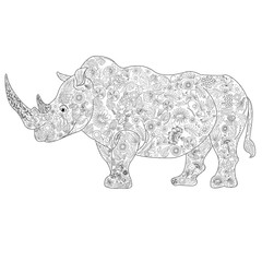 A rhinos coloring book for adults vector