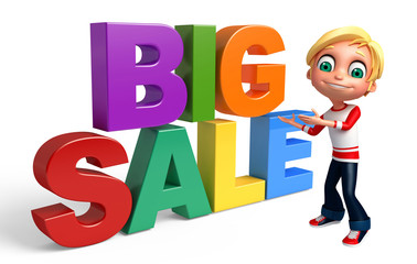 kid boy with bigsale sign