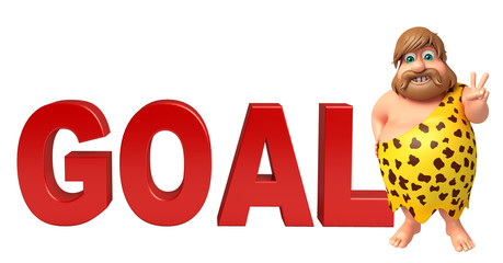 Caveman with Goal sign