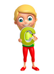 kid girl with C alphabate