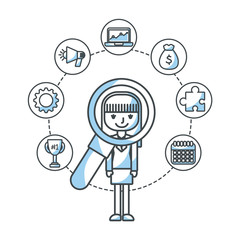human resources flat line icons vector illustration design